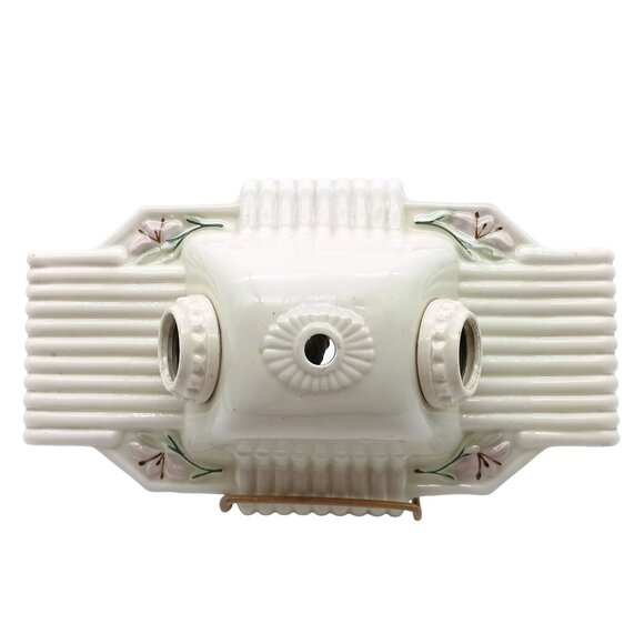 Antique Art Deco Victorian Porcelain Ceiling Light Fixture With Floral Design 15 - Picture 2 of 9